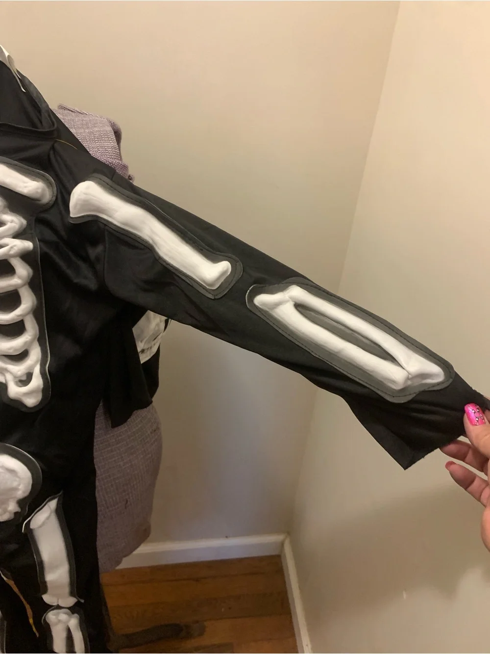 Kids Black Skeleton Costume with White Bone Print